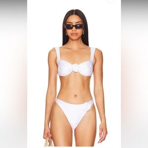 L Space Stella Bikini Top White Satin Shine Small